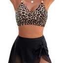 Blooming Jelly Womens High Waisted Bikini Set Gold Metal Two Piece Swimsuits Tummy Control Tie Knot 2026 Bathing Suits (Large, Leopard/Black)