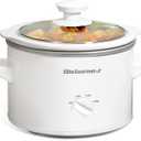 Elite Gourmet MST-250XW Electric Slow Cooker Ceramic Pot Adjustable Temp, Entrees, Sauces, Stews & Dips, Dishwasher Safe Glass Lid & Crock (1.5 Quart, White)