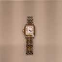 Gold Watches for Women with Small Vintage Bracelet, Rectangular Case, Roman Dial