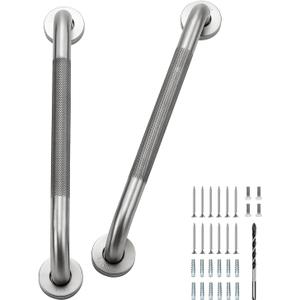 Grab Bars for Shower 2 Pack 16-Inch, Stainless Steel Anti-Slip Safety Shower Handle for Elderly Bathroom Wall Support Handicap Handicap Grab Bars for Seniors, Brushed Nickel