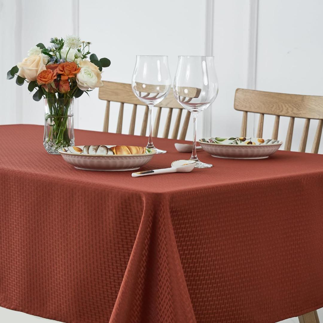 maxmill Rectangle Weaved Design Tablecloth Waterproof Spillproof Fall Table Cloth, Kitchen Dining Room Thanksgiving Decoration, Fabric Table Cover Halloween Party, 60 x 84 Inch, Rustic Brick maxmill Rectangle Weaved Design Tablecloth Waterproof Spillproof Fall Table Cloth, Kitchen Dining Room Thanksgiving Decoration, Fabric Table Cover Halloween Party, 60 x 84 Inch, Rustic Brick