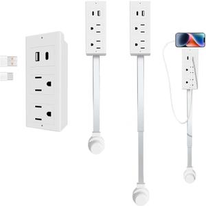 Electrical Outlet Extender Features USB-A, USB-C, and 2 Ac Outlets, Multi Outlet Wall Plug Extends 22-34, 180 Swivel, Outlet Extension for Behind Couches Nightstands (1pc) (B)