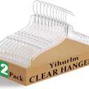12 Pack Clear Plastic Hangers,Clear Hangers with 360 Swivel Metal Hook,Shirt Hanger Coat Hangers,Heavy Duty Hangers Dress Hangers for Clothes Shirts Dresses,16.7 Inch