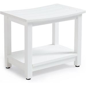 KaimuBench Heavy Duty Shower Bench for Inside Shower, White Poly Shower Stool Seat for Shaving Legs or Spa Bath Seat, Waterproof Plastic Shower Chair Seat with Adjustable Feet, Non-Slip, Size: L (21.3*14*17.3'')