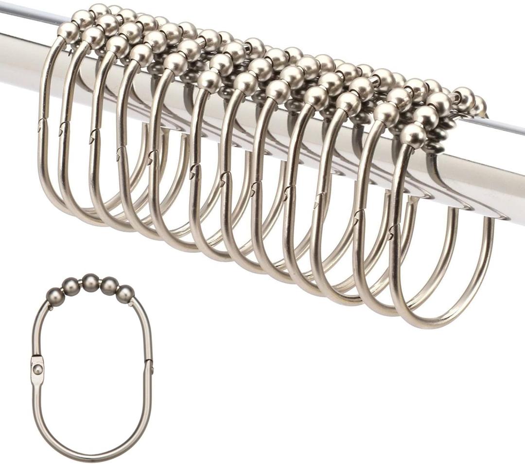2 Lb. Depot Shower Curtain Ring - Set of 12 Easy Glide Rollers with Oil Rubbed Bronze Finish - Stainless Steel Shower Hooks for Straight and Curved Rods - Decorative and Durable for Any Bathroom