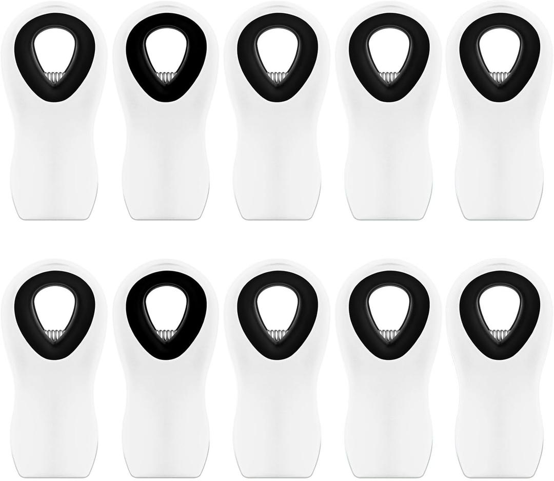 WUDIME 10PCS Magnetic Chip Clips Airtight Seal Reusable White Bag Clips for Food Storage Heavy Duty Plastic Food Clip for Refrigerator, Fridge, Snack, Kitchen, Bread Bag, Garden, Clothes Pins Home Decor