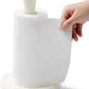 Li & Zhao Standing Paper Towel Holder Countertop - Silicone Papertowel Holder for Kitchen Paper Towel Stand with Weighted Base Suction Cups Paper Towel Roll Holder Paper Towels Holder(White)