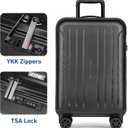 KYME Carry on luggage 22x14x9 Airline Approved Suitcase Hardshell With Double Spinner Wheels, PC+ABS TSA Lock Travel Luggage (Black, 20" Carry On)