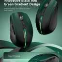 RAPIQUE Bluetooth Wireless Mouse Bluetooth 5.1 & 2.4G Dual Connectivity, Rechargeable USB-C, Silent Click, Ergonomic 6-Button for Windows/macOS/Android/iOS/Laptop/MacBook(Green-to-Black)