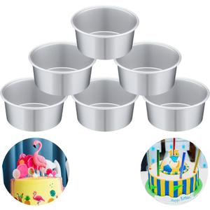 Nuenen 6 Pcs 6 Inch Round Cake Pans Aluminum Round Mold Smash Cake Baking Cheesecake Pans for Home Party Baking Supplies