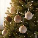 21Pcs Velvet Christmas Ball Ornaments 3.15" Shatterproof Christmas Tree Decorations Set with Paper Ornaments Hanging Xmas Decorations for Office Holiday Home Decor(Brown, Champagne, Kaki)