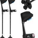 Crutches for Adults, Crutches for Walking, Have Adjustable Forearm Crutch Pads, Folding Forearm Crutches, with Four Corner Base Prevent Slipping , Suitable for Old People, Lame People (Black)