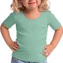 Toddler Girls' T-Shirts | Short Sleeve T-Shirts, Scoop Neck, Slim, Summer, Cute, Solid, Basic, Baby Girls' Clothes, for Kids Ages 18M-5T