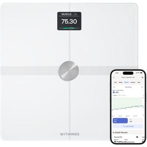 WITHINGS Body Smart - Accurate Scale for Body Weight and Fat Percentage, Body Composition Wi-Fi and Bluetooth Weight Scale, Baby Weight Scale, Smart Scale Apple Health Compatible, Bathroom Scale, White 