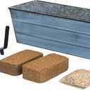 Achla Designs Bloom Box Garden Growing Kit, Medium Blue with Brackets for 2 x 6 Railings