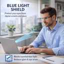 Clarity Blue Glasses, Self Adjusting Reading Glasses, Blue Light Blocking Glasses for Men Women, Case & Cloth Included