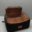 Dog Car Seat for Small Dogs Under 30lbs,Ultra Soft Fabric & Memory Foam Pet Travel Car Bed,Washable & Detachable,Anti-Slip Bottom,2 Storage Pockets and Safety Tethers(Black/Brown)