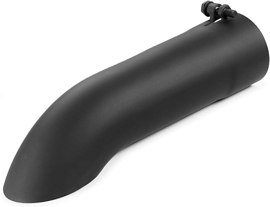 LCGP 3 Inch Inlet Turn Down Bolt On Exhaust Tip, Standard 3 Inch Inside Diameter Turndown Exhaust Tailpipe Tip, Black Powder Coated Stainless Steel, 12 Inch Length