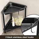 Orimade Rustproof 2 Tier Floor Standing Corner Shower Caddy Organizer, Plastic Metal Splicing Floor Corner Shelf Rack Stands for Bathroom, Black