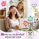 2 x Tiny Detalles Birthday Gift for Mom from Daughter Son - Mini Orchid Crochet Pot Gift for Mom Grandma, Cute Crochet Flower for Desk Decor, Valentines Easter for Bonus Step Mama