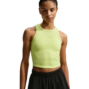 Nike Women's One Fitted Dri-fit Cropped Tank Top (Light Lemon Twist/White, Small)