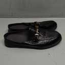 Men's Patent Leather Slip-On Dress Mules Slippers Fashion Printing Comfort Round Toe Low Heel Open Backless Casual Clogs Loafers with Metal Buckle Decoration, Size 43