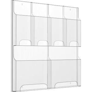 Acrylic Brochure Pamphlet Holder, 2 Magazine Holders and 4 Pamphlet Holders, Clear Brochure Display Holder Wall Mount, Trifold Flyer Rack, Literature Storage Rack for Home, Office, Waiting Room