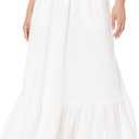 The Drop Women's Anupa Cotton Tiered Midi Skirt (White)