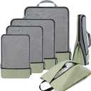 BAGAIL 4 Set Compression Packing Cubes Travel Accessories Expandable Packing Organizers, Matcha Green