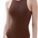 PUMIEY Women's High Neck Sleeveless Bodysuit Sexy Tank Tops Smoke Cloud Collection (Medium)