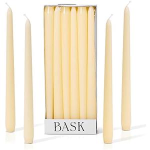 10-inch Taper Candles - Unscented and Dripless - Burns for 7 Hours - Home Decor for Dinner Table, Kitchen, and Bedroom - Perfect for a Romantic Date or Anniversary - 12-Pack - Ivory