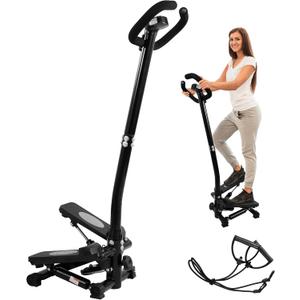 Mini Steppers for Exercise with Handlebar, Stair Stepper with Resistance Bands, Portable Stepper Capable of Full-Body Exercise, Low Noise and Smooth, Multiple Colors