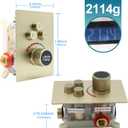 Digital Display Shower Valve Shower Valve 3 Way Shower Diverter Valve Shower Mixing Valve Can Use All the Time Brushed Gold
