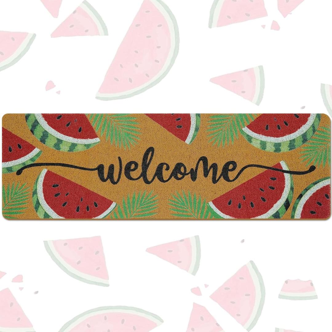 Long Doormat 48x 16 inch Front Door Mat Watermelon Doormat Summer Door Mat Welcome Mat for Front Door Porch Entrance Decor