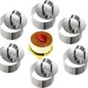 ONEDONE Cake Ring Molds Stainless Steel Ring Molds for Cooking Pastry Rings Cake Mousse Mold with Pusher,3.15in Diameter, Set of 6, Mother's Day Gift