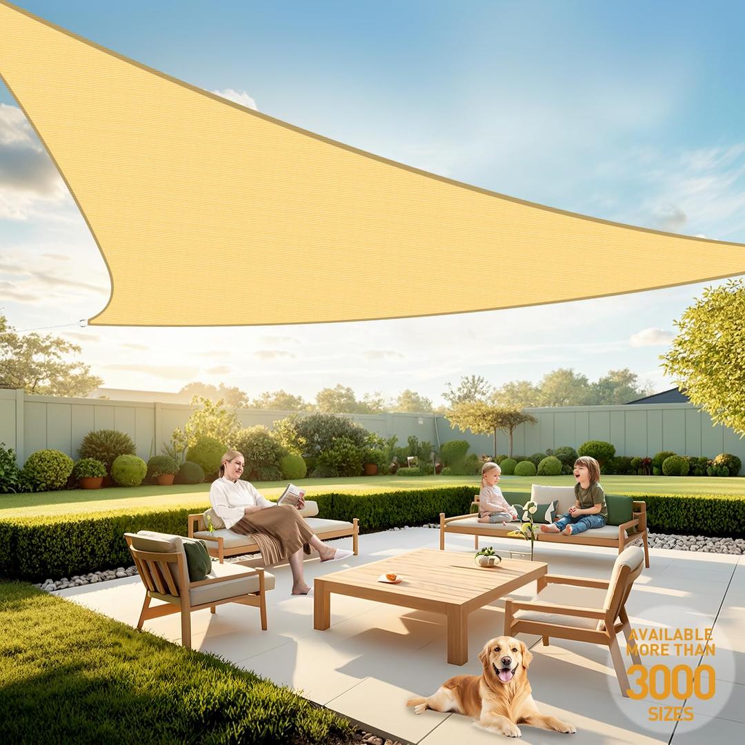 Artpuch Sun Shade Sail, 14'X14' Light Grey Rectangle Curved Edged Sun Shade, Commercial Grade 185GSM HDPE UV Permeable Outdoor Shade Cloth for Deck, Backyard, Patio (Custom Sizes Made)