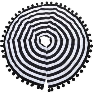 Halloween Tree Skirt, Black and White Striped Holiday Decor for Table Party (44 cm)
