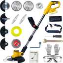 Cordless Weed Wacker for Dewalt 20V Battery with 4 Types Blades, Brushless Motor, Lightweight Grass Trimmer/Brush Cutter for Lawn, Yard and Bush TrimmingNo Battery