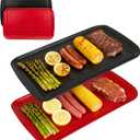 17 Inch Grilling Prep & Serve Trays with Non-Slip Base, Extra Thick,Warp-Resistant BBQ Platter Set for Cooking, Backyard Parties,Camping,Melamine Serving Trays for Food Prep,Red & Black