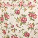 Farmhouse Cotton Linen Tier Curtain 15.7 Inch Long Elegant Floral Lace Window Valance Kitchen Bathroom Short Curtain, 1 Panel, Blooming Roses on Beige