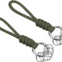 2 x PATIKIL Badge Lanyard with Spring O Ring Flat Key Rings, Braided Wrist Keychain Strap for Keys Whistles Wallets