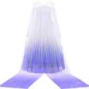 Aoiviss Girls Princess Costumes Snow Queen Princess Dresses Fancy Dress Up Clothes for Halloween Snow Party Cosplay, White, 140