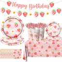 Strawberry Party Decorations - Strawberry Themed Birthday Tableware Disposable Plate,Tablecloth,Napkin Sweet One Party Decorations for Berry First Birthday Supplies
