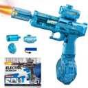 Electric Water Gun for Kids & Adults-Automatic Squirt Gun with 32FT Long Range, 400ML Large Tank, Rechargeable Battery, LED Light Effect for Summer Outdoor Pool Beach Backyard-Light Blue