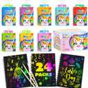 JOYIN 24 Pack Rainbow Scratch Art Notebook, Party Favors for Kids, Art Crafts Kit, Goodie Bags Stuffers for Girls Boys, Return Gifts for Birthday, Classroom Prizes, Bulk Gifts for Valentines Easter