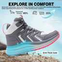 Women's Orthopedic Waterproof Lightweight Hiking Boots: Plantar Fasciitis Arch Support Orthotic Heel Spur Bunions Recovery Tennis Shoes, Comfortable Fit Gowalk Indoor Gym Ankle Boots Grey Size 7