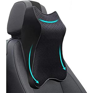 Car Seat Headrest Neck Rest Cushion, Car Seat Neck Pillow 100% Pure Memory Foam Neck Pillow with Breathable Removable Cover, Comfortable Ergonomic & Neck Pain Relief14.17x11.8x3.9 in (1 Pack, Black)
