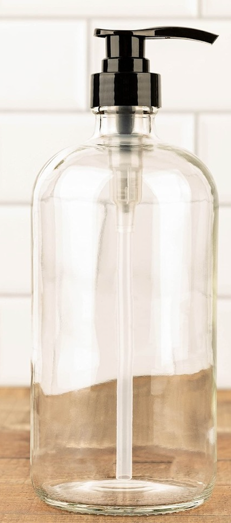 32 Ounce Glass Pump Dispenser Bottle, Large Amber Container with Pump for Shower and Bath Shampoo Soap Conditioner Lotion - 1 Liter - by Kitchentoolz