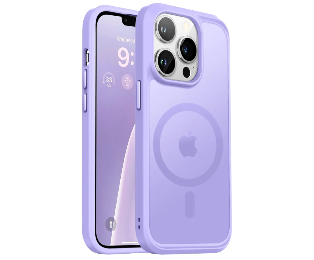 Vooii for iPhone 13 Pro Phone Case,[Compatible with Magsafe] Translucent Matte Shockproof Women Men Girl Protective Case Cover for iPhone 13 Pro (ONLY) 6.1", Light Purple Pack of 2