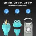 30 Amp Generator Cord 25FT and Pre-Drilled Power Inlet Box, Heavy Duty NEMA L14-30P/L14-30R Extension Cord, 125/250V 7500W Twist Lock Connector with Inlet Box for Generator to House, ETL Listed